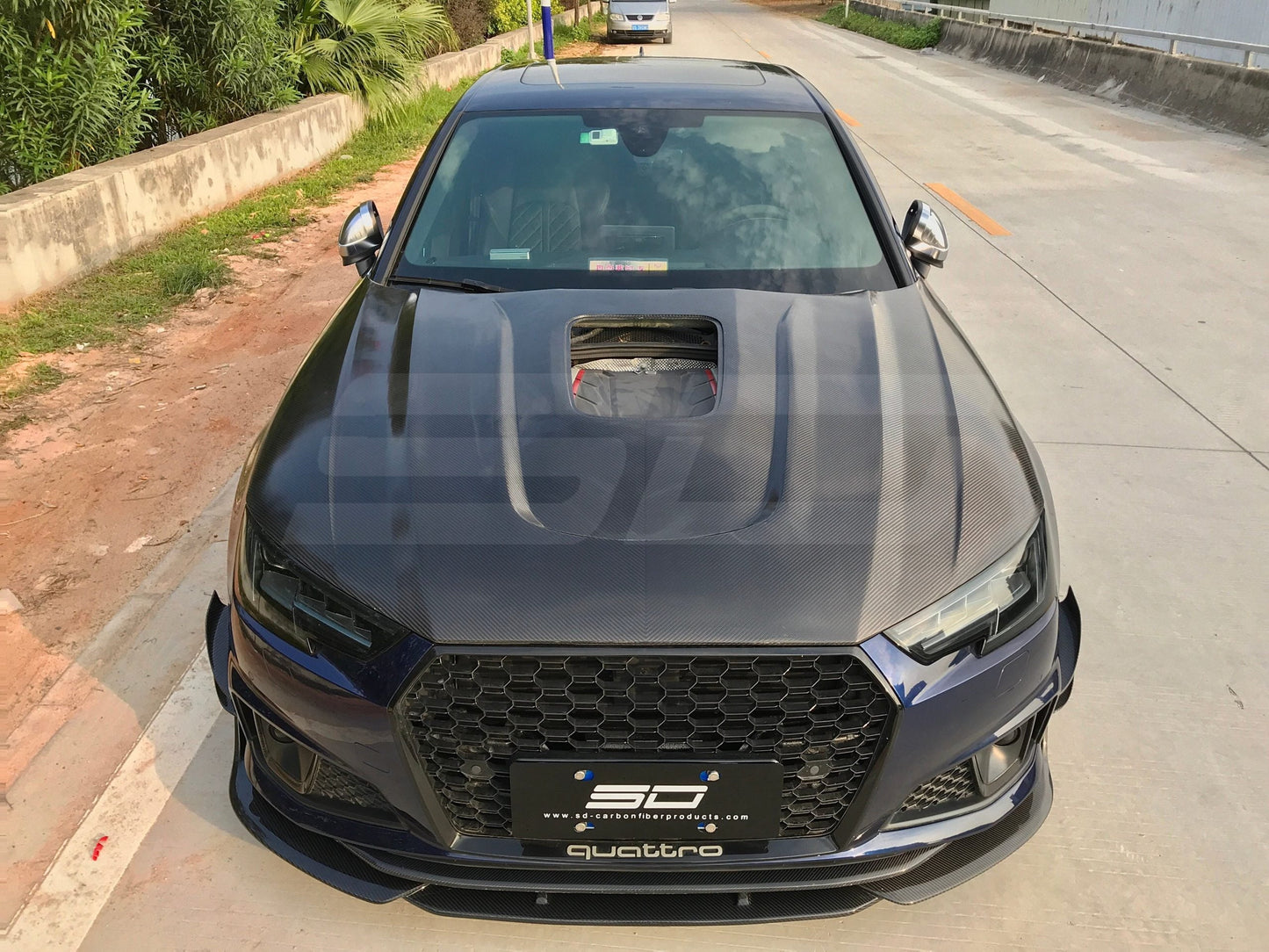 SD Carbon Carbon Fiber Front Bumper Canards For Audi A4 S4 2020-ON B9.5