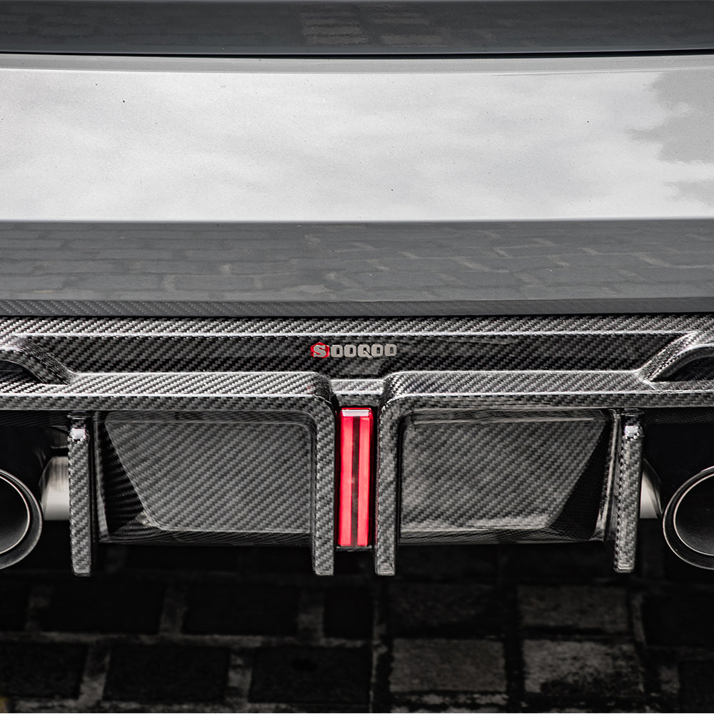 SOOQOO M3 G80 G81 Carbon Fiber Diffuser With Brake Light + Rear Splitter