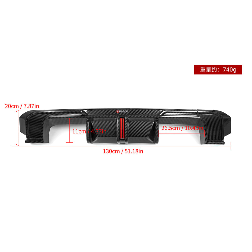 SOOQOO M3 G80 G81 Carbon Fiber Diffuser With Brake Light + Rear Splitter