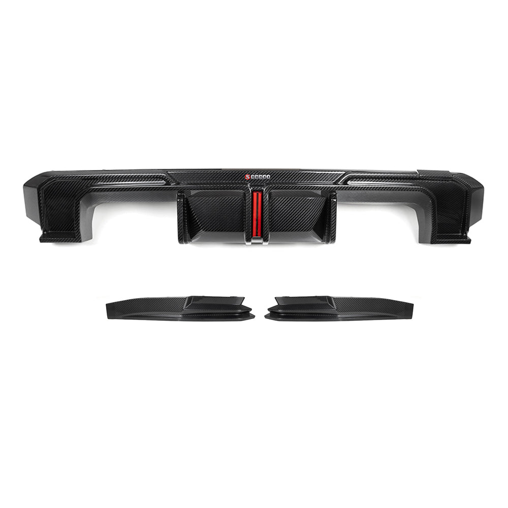 SOOQOO M3 G80 G81 Carbon Fiber Diffuser With Brake Light + Rear Splitter