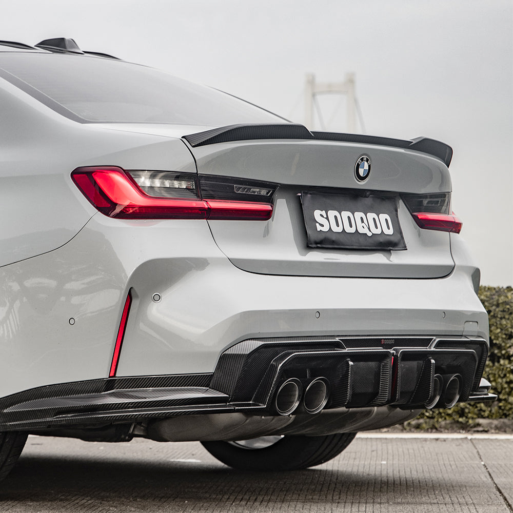 SOOQOO BMW M3 G80 G81 Carbon Fiber Diffuser + Rear Splitter