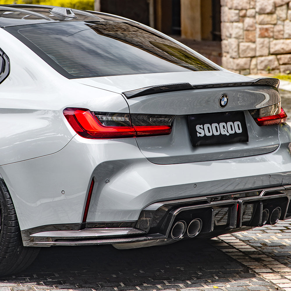 SOOQOO BMW M3 G80 G81 Carbon Fiber Diffuser + Rear Splitter