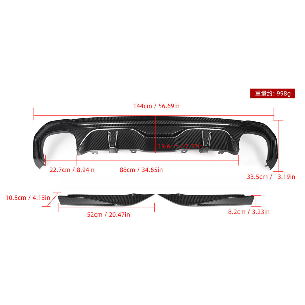 SOOQOO BMW G26 Carbon Fiber Double Tips Diffuser